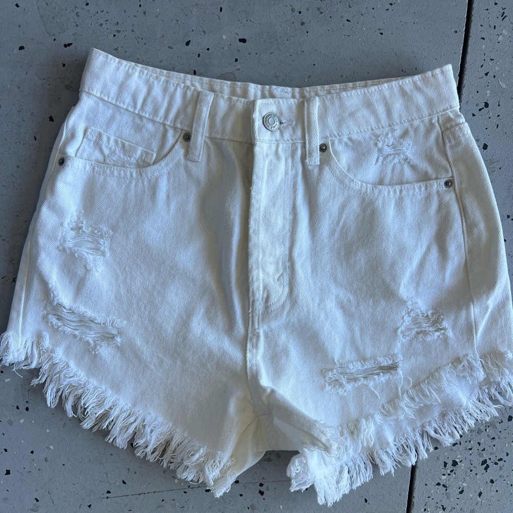 White jean shorts
